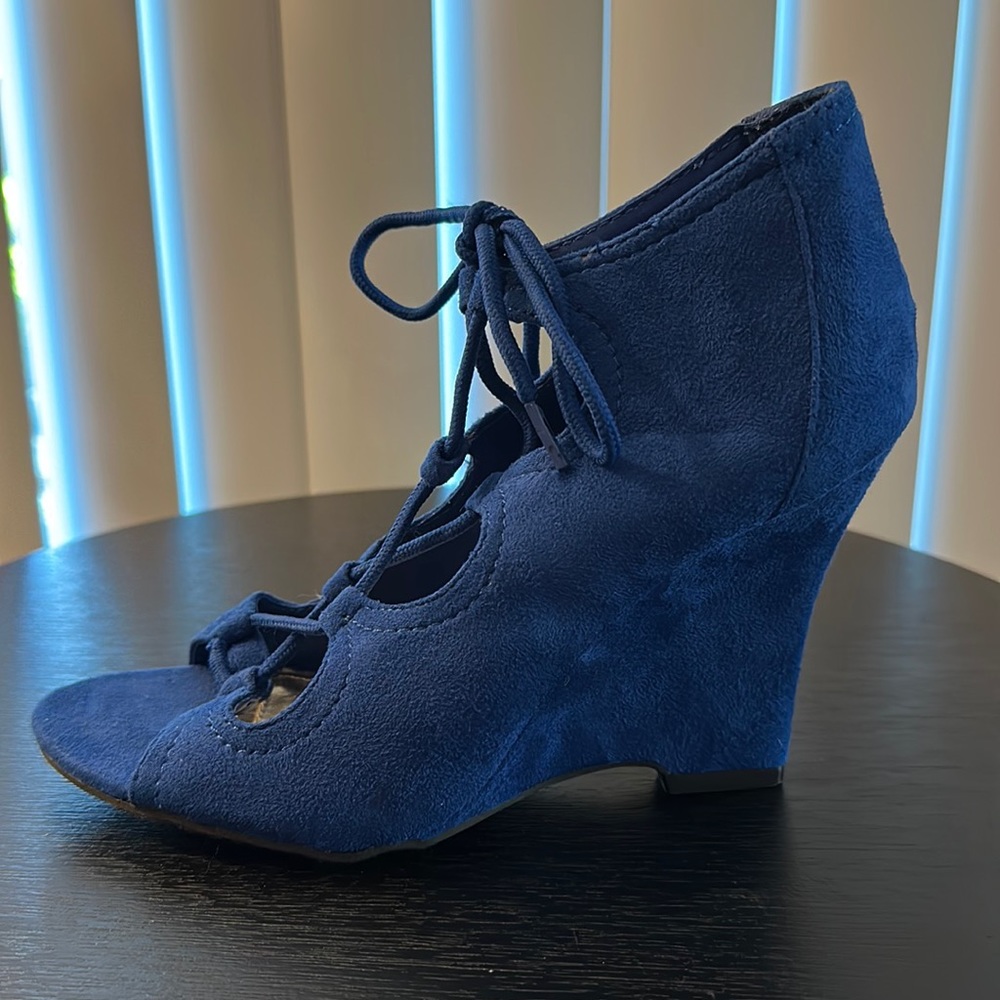 Madden Girl Blue Suede Wedges